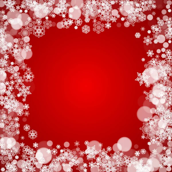 Christmas Snowflakes Red Background Frame Seasonal Winter Banners Gift Coupons — Stock Vector