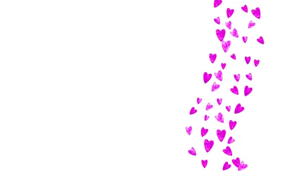 情人节的边缘闪烁着粉色的闪光 2月14日用于情人节边界模板的向量Confetti 手绘手绘纹理 优惠券 特价商业广告 横幅的爱情主题 — 图库矢量图片