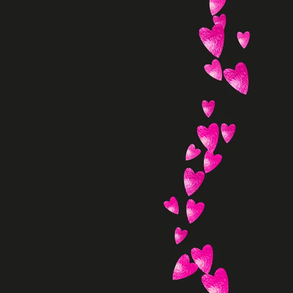 情人节的心脏边界闪烁着粉红的光芒 2月14日心脏边界模板的向量Confetti 手绘手绘纹理 爱的主题为传单 特别的商业机会 — 图库矢量图片