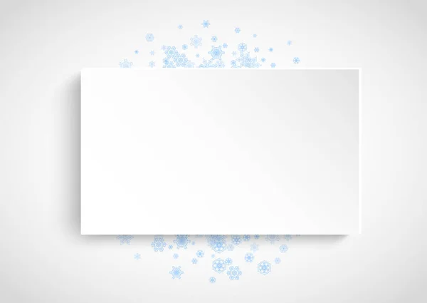 Снігова Рамка Фоні Білого Паперу Горизонтальні Різдвяні Новорічні Теми Блакитна — стоковий вектор