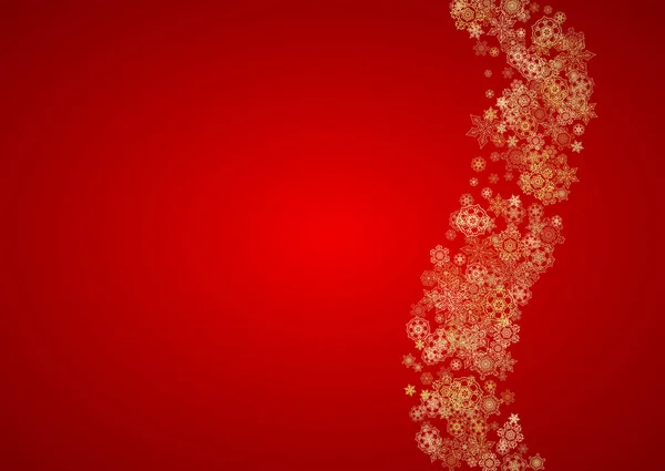 Fiocchi Neve Natale Sfondo Rosso Cornice Glitter Orizzontale Banner Invernale — Vettoriale Stock