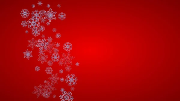Χριστουγεννιάτικο Πλαίσιο Νιφάδες Χιονιού Κόκκινο Φόντο Χρώματα Του Βασίλη Οριζόντια — Διανυσματικό Αρχείο