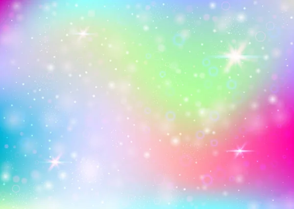 Einhorn Hintergrund Mit Regenbogennetz Trendiges Universum Banner Prinzessinnenfarben Fantasy Farbverlauf — Stockvektor