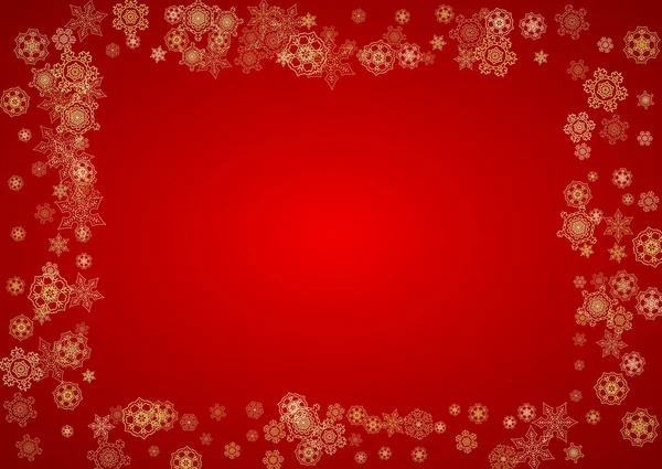 Flocos Neve Natal Fundo Vermelho Quadro Brilho Horizontal Para Banner — Vetor de Stock