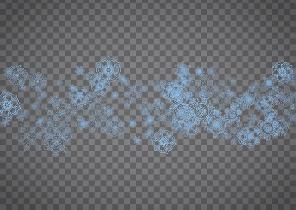 Сніжинки Обрамлені Прозорому Тлі Різдво Новим Роком Ізольована Горизонтальна Рама — стоковий вектор
