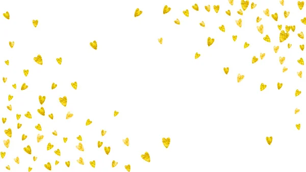 Valentine Background Gold Glitter Hearts February 14Th Day Vector Confetti — Stock Vector