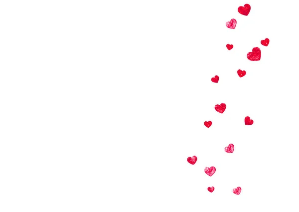 Valentijnsdag Grens Met Rode Glitters Schittert Februari Dag Vector Confetti — Stockvector