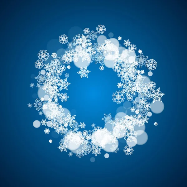 Новорічна Рамка Холодними Сніжинками Синьому Фоні Зимове Вікно Новорічна Рамка — стоковий вектор