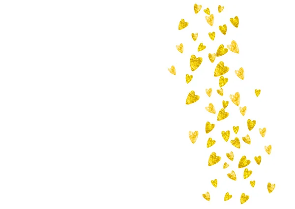 Bridal Shower Background Gold Glitter Hearts Valentine Day Vector Confetti — Stock Vector