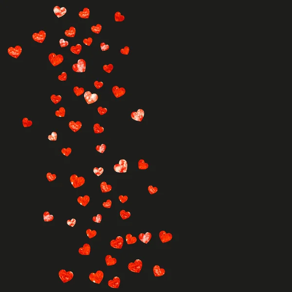 Svatební Konfety Růžovým Třpytivým Srdcem Valentýn Pozadí Vektoru Ručně Kreslená — Stockový vektor