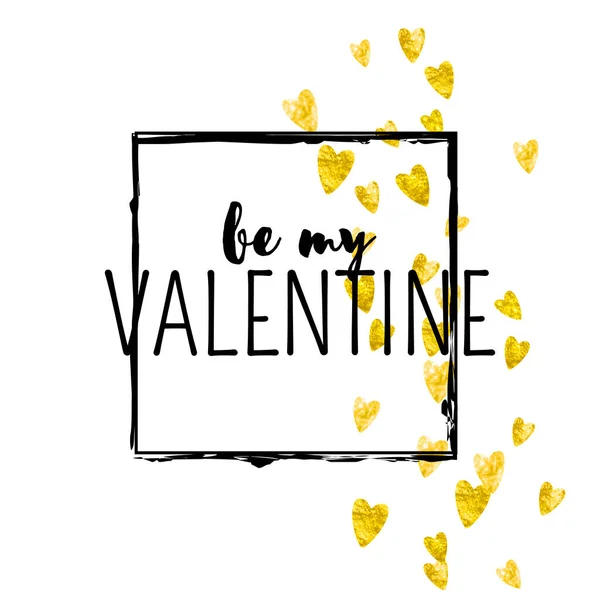 День Святого Валентина Листівка Золотими Блискучими Серцями Лютого Векторна Конфігурація — стоковий вектор