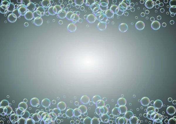 Shampooblasen Auf Dem Hintergrund Des Gefälles Realistische Wasserblasen Kühler Flüssiger — Stockvektor