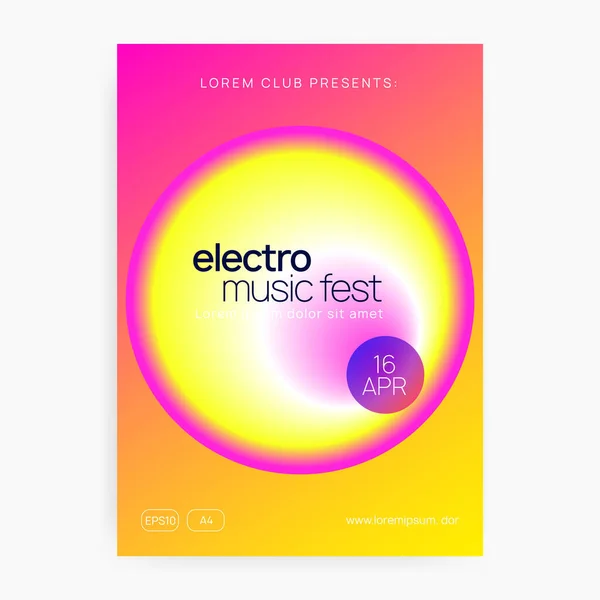 stock vector Summer music. Fluid holographic gradient shape and line. Electronic sound. Night dance lifestyle holiday. Geometric indie club invitation layout. Fest poster and flyer for summer music.