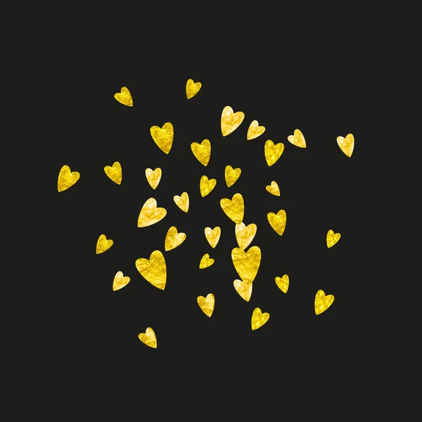 Bridal Background Gold Glitter Hearts Valentines Day Vector Confetti Hand — Stock Vector