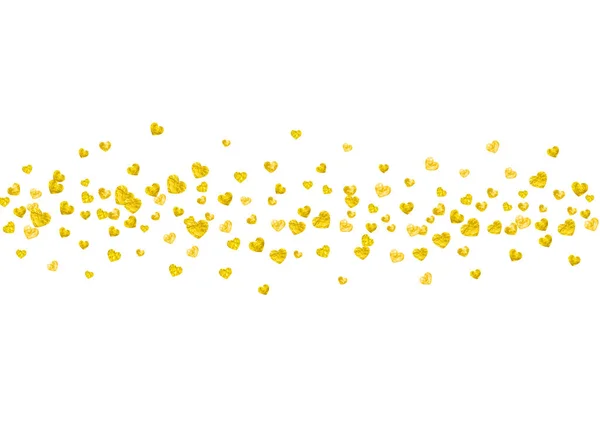 Valentijnsdag Grens Met Gouden Glitter Schittert Februari Dag Vector Confetti — Stockvector