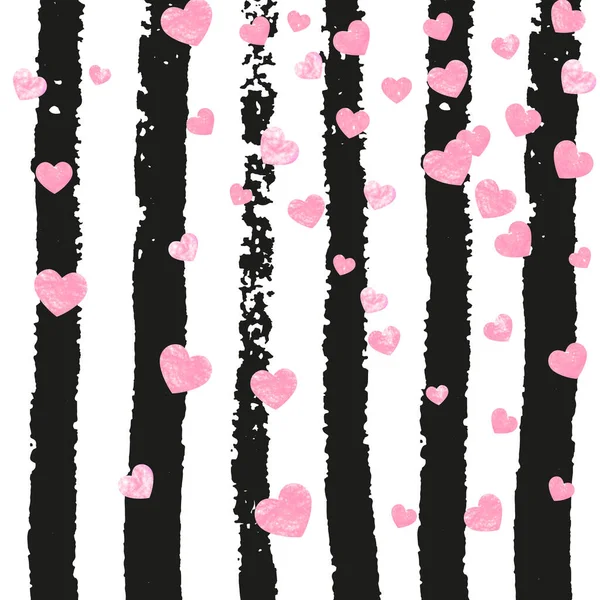 Wedding Glitter Confetti Hearts Black Stripes Falling Sequins Glossy Sparkles — Stock Vector