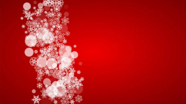 Fondo Navidad Con Copos Nieve Blancos Sobre Fondo Rojo Colores — Vector de stock