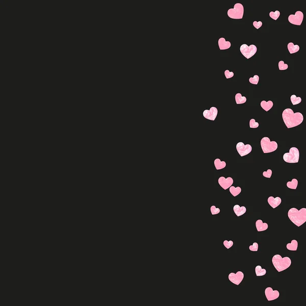 Pinkfarbenes Glitzerkonfetti Mit Herzen Auf Isoliertem Hintergrund Glänzend Fallende Pailletten — Stockvektor