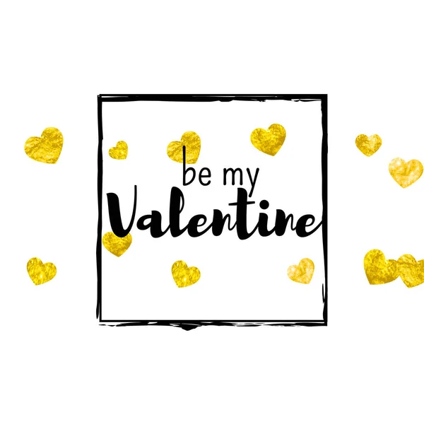 발렌틴 금빛빛나는 마음을 Vector Confetti Valentines Day Card Template 그림그리기 — 스톡 벡터