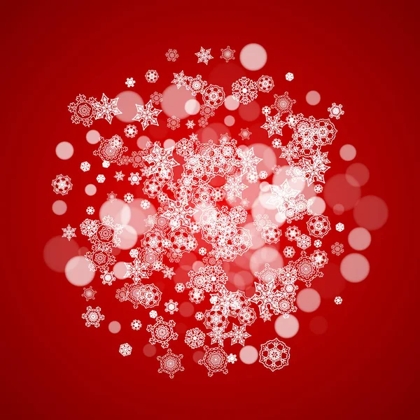 Cadre Noël Avec Chute Neige Sur Fond Rouge Les Couleurs — Image vectorielle