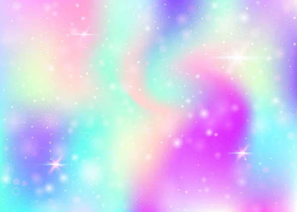 Sprookje Achtergrond Met Regenboog Gaas Kawaii Universum Banner Prinses Kleuren — Stockvector