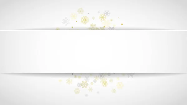 Weihnachtsrahmen Mit Goldenen Schneeflocken Auf Weißem Papier Hintergrund Horizontaler Weihnachtsrahmen — Stockvektor