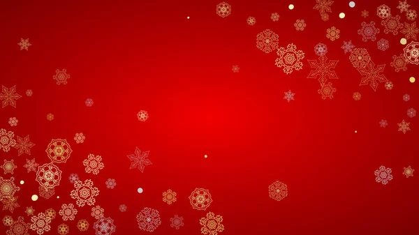 Nieve Navidad Sobre Fondo Rojo Marco Brillo Para Banderas Invierno — Vector de stock