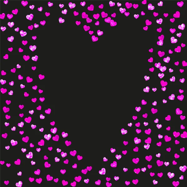 Fondo San Valentín Con Corazones Purpurina Rosa Febrero Vector Confetti — Vector de stock