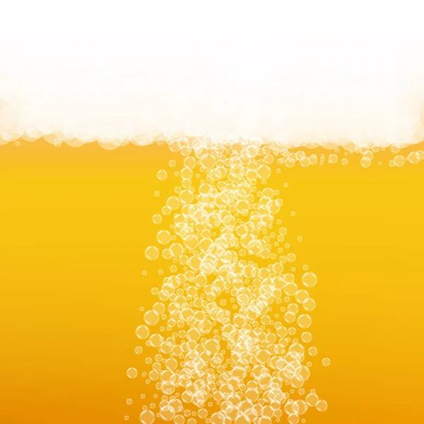 啤酒背景与现实的泡沫 酒吧和酒吧菜单设计 横幅和传单用清凉液体饮料 黄色方块啤酒背景 白色泡沫泡沫 酿酒厂设计的新鲜啤酒杯 — 图库矢量图片