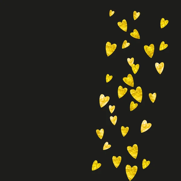 Valentijnskaart Met Gouden Glitterhartjes Februari Vector Confetti Voor Valentijnskaart Sjabloon — Stockvector