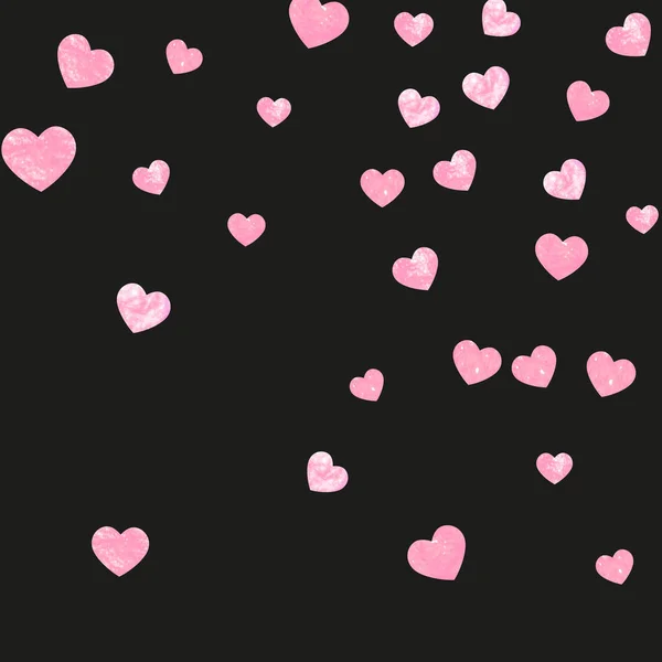 Конфетти Розовыми Блестками Сердечками Изолированном Фоне Случайно Падающие Блестки Глянцевыми — стоковый вектор