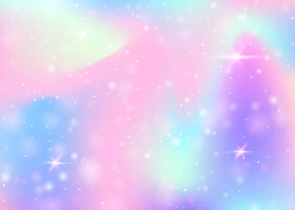 Gökkuşağı Örgülü Holografik Arkaplan Prenses Renklerinde Çoklu Renkli Evren Pankartı — Stok Vektör