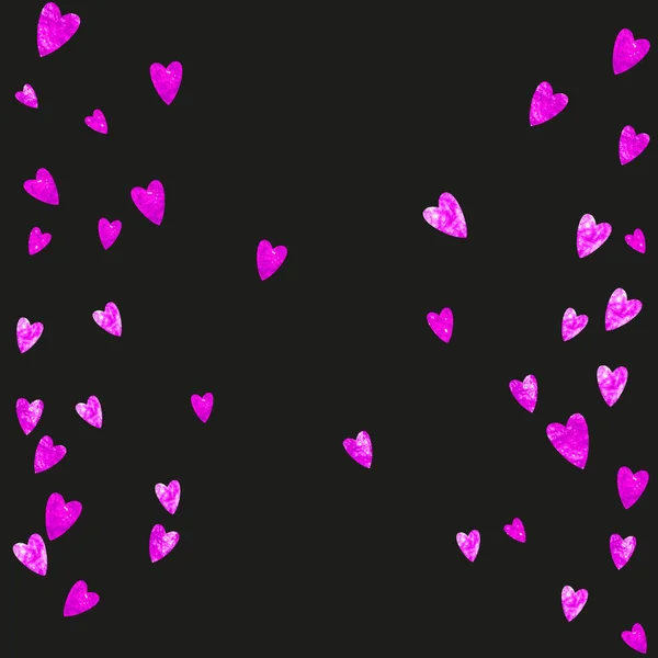 Valentijn Achtergrond Met Roze Glitter Hartjes Februari Dag Vector Confetti — Stockvector