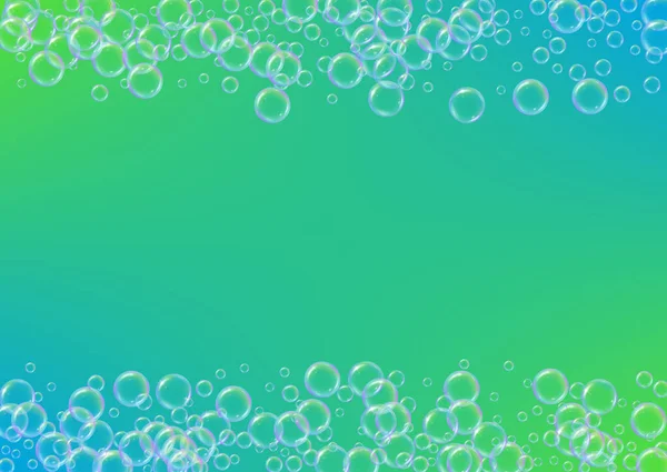 Shampoo Bubbles Gradient Background Realistic Water Bubbles Cool Liquid Foam — Stock Vector