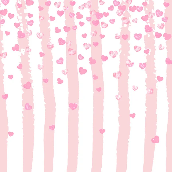 Confeti Brillo Boda Con Corazones Rayas Rosadas Lentejuelas Que Caen — Vector de stock