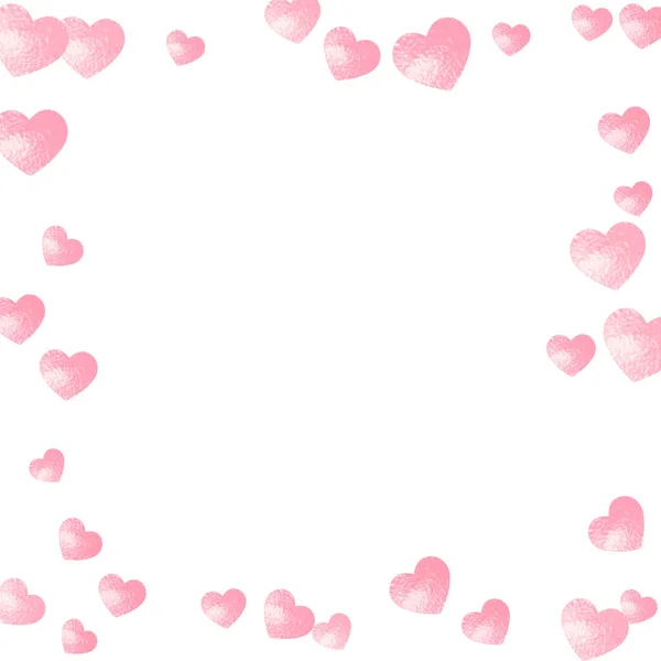 Glitter Confetti Rosa Com Corações Pano Fundo Isolado Lantejoulas Caindo — Vetor de Stock