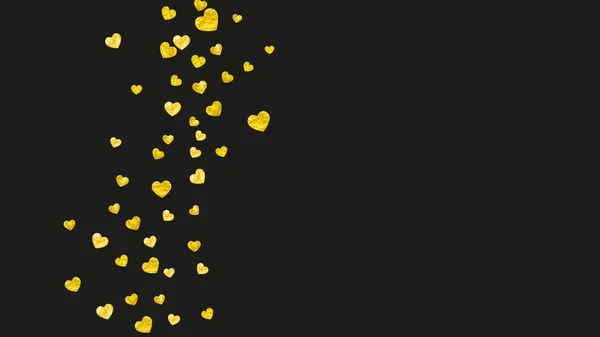 Herzeinfassung Hintergrund Mit Goldglitzern Valentinstag Vektorkonfetti Handgezeichnete Textur — Stockvektor