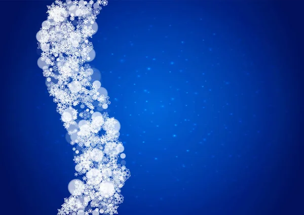 Snowflakes Falling Blue Background Sparkles Christmas New Year Horizontal Theme — Stock Vector