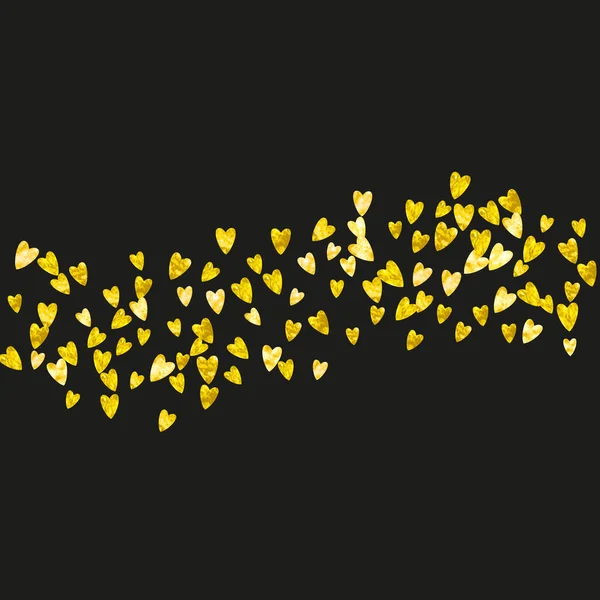 Herzeinfassung Hintergrund Mit Goldglitzern Valentinstag Vektorkonfetti Handgezeichnete Textur — Stockvektor
