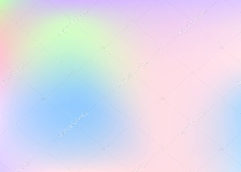 Gradient mesh abstract background. Rainbow holographic backdrop with gradient mesh. 90s, 80s retro style. Iridescent graphic template for brochure, banner, wallpaper, mobile screen.