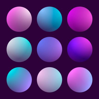 Yuvarlak soyut arka planlara sahip modern 3D gradyan kümesi. Takvim, broşür, davetiye ve kartlar için renkli sıvılar. Modaya uygun yumuşak renk. Ekranlar ve mobil uygulama için yuvarlak eğimli şablon