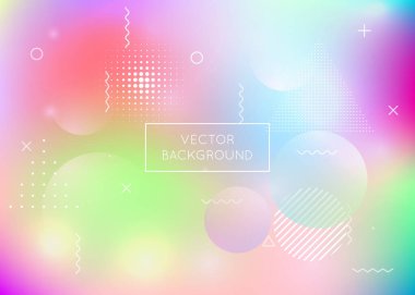 Sıvı sıvıyla dinamik bir arka plan. Memphis elementleriyle holografik bauhaus gradyanı. Broşür, ui, dergi, poster, afiş ve uygulama için grafik şablonu. Renkli dinamik şekil arkaplanı.