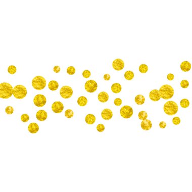 İzole edilmiş arka planda altın parıltısı konfetileri. Işıl ışıl parlayan, rastgele düşen pullar. Parti davetiyesi, olay afişi, ilanı, doğum günü kartı için altın parıltılı şablon..