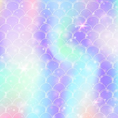 Prenses gökkuşağı desenli Kawaii deniz kızı geçmişi. Sihirli parıltılı ve yıldızlı balık kuyruğu afişi. Kız partisi için deniz fantezisi davetiyesi. Yaratıcı Kawaii deniz kızı arkaplanı.