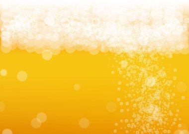 Bira sıçrat. El yapımı bira için arka plan. Oktoberfest köpüğü. Pab pilotu şablonu. Gerçekçi beyaz baloncuklu şenlikli bira. Altın şişesi için serin sıvı içecek ve su sıçratan bira..