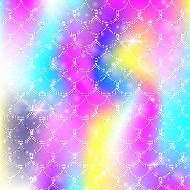 Prenses gökkuşağı desenli Kawaii deniz kızı geçmişi. Sihirli parıltılı ve yıldızlı balık kuyruğu afişi. Kız partisi için deniz fantezisi davetiyesi. Havalı kawaii deniz kızı arkaplanı.