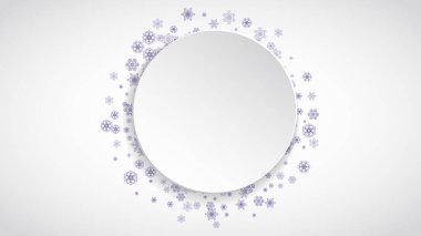 Kar çerçevesi, ultraviyole kar taneleriyle birlikte indirimli. El ilanı, hediye kartı, davetiye, iş teklifi ve ilan için kış sınırı. Noel beyaz arka planı. Kağıt pankart ve kar çerçevesi. Buzlu arkaplan