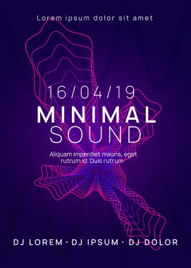 Dans ilanı. Parlak davet şablonu. Dinamik gradyan şekil ve çizgi. Neon dans ilanı. Elektro trans müzik. Tekno DJ partisi. Elektronik ses olayı. Kulüp festivali posteri.