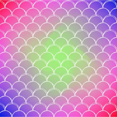 Eğilimli arka planda balık pulu. Kare arkaplan ve balık pulu süsü. Parlak renk değişimi. Deniz kızı kuyruğu afişi ve davetiyesi. Su altı ve deniz desenleri. Gökkuşağı renkleri..