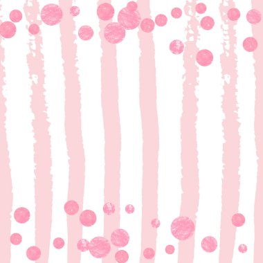 Pembe çizgili düğün simleri konfetisi. Parlak parıltılı pullarla rastgele düşen pullar. Tebrik kartı için pembe düğün simli şablon, gelin partisi ve davetiye kaydet.